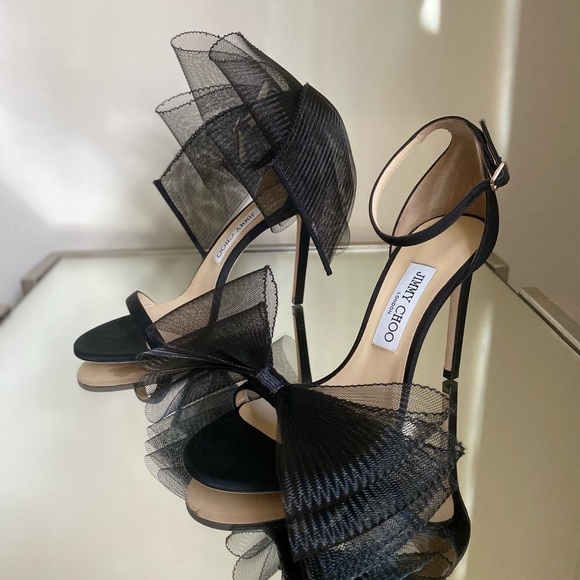 New Jimmy Choo Aveline 100 Mesh Fascinator Bows 38.5 $1,175 - Picture 9 of 16